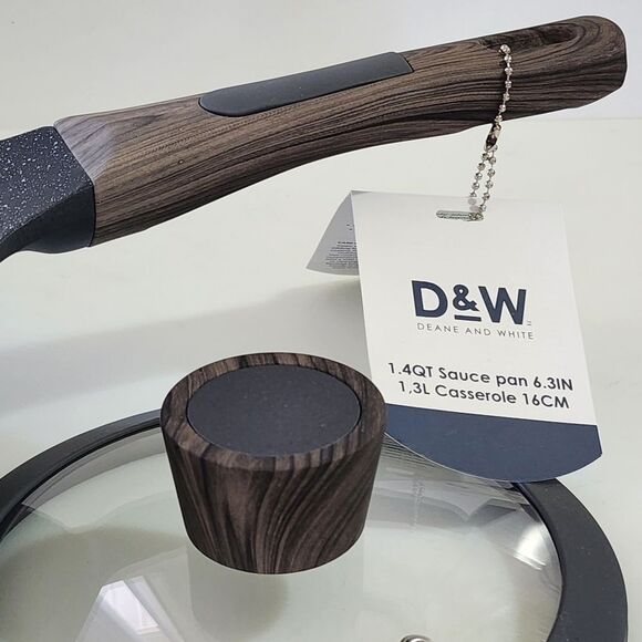 D&W Premium Cookware 6.3in Saucepan Casserole with Lid Charcoal Aluminum 1.4QT - Picture 7 of 15
